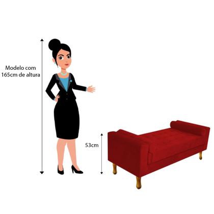 Imagem de Recamier Baú Félix Solteiro 90cm Suede Vermelho - ADJ Decor