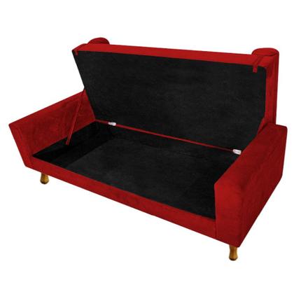 Imagem de Recamier Baú Félix Solteiro 90cm Suede Vermelho - Doce Sonho Móveis