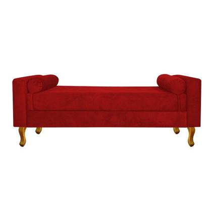 Imagem de Recamier Baú Félix Solteiro 90cm Suede Vermelho - Doce Sonho Móveis