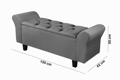 Imagem de Recamier Baú Lara 150 cm Sapateira Quarto Puff Closet Nicho Organizador Cama Decoração Banco Elegante Brinquedo Calçadeira Roupas Enxoval