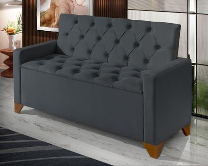 Imagem de Recamier Baú Luxo Banco Divã Sofá Califórnia 1,30m Moderno Sapateira Para Sala E Quarto