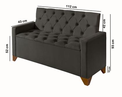Imagem de Recamier Baú Luxo Banco Divã Sofá Califórnia 1,30m Moderno Sapateira Para Sala E Quarto