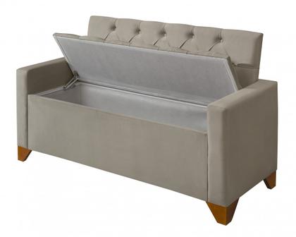 Imagem de Recamier Baú Luxo Banco Divã Sofá Califórnia 1,50m Moderno Sapateira Para Sala E Quarto