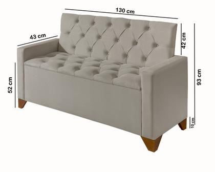 Imagem de Recamier Baú Luxo Banco Divã Sofá Califórnia 1,50m Moderno Sapateira Para Sala E Quarto
