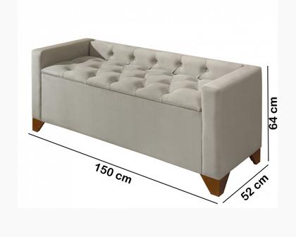Imagem de Recamier Baú Luxo Banco Divã Sofá Califórnia 1,50m Moderno Sapateira Para Sala E Quarto