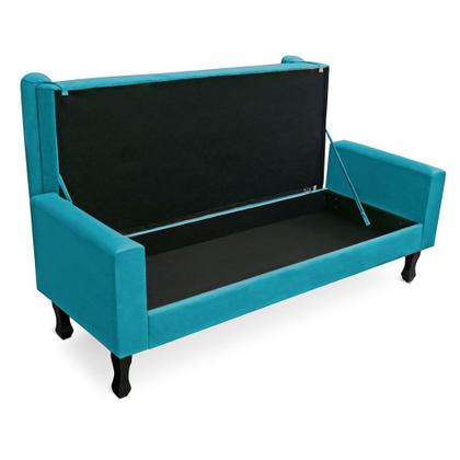 Imagem de Recamier Baú Namoradeira 160cm Felix Suede Azul Turquesa - Montanaris Decor