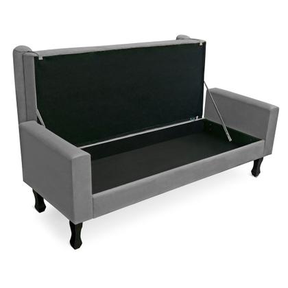 Imagem de Recamier Baú Namoradeira 160cm Felix Suede Cinza - Montanaris Decor