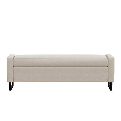 Imagem de Recamier Bau Paris Base de Metal 1,20m Linho Bege - Inova Decor