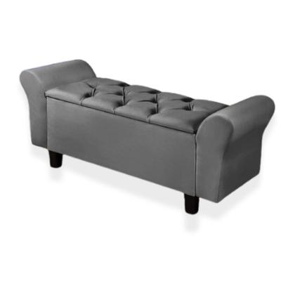 Imagem de Recamier Baú Puff Estofado Cama Solteiro 90cm Para Quarto Sala Calçadeira Organizador Guarda Objetos com Capitonê Tecido Veludo Envio Já Paris II