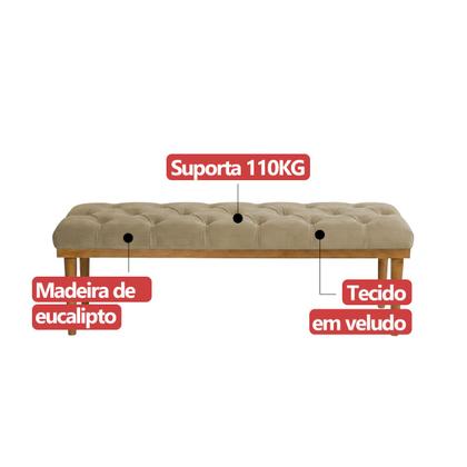 Imagem de Recamier Calçadeira Apolo Veludo Bege Solteiro 1,00m Base Madeira Pés Palito