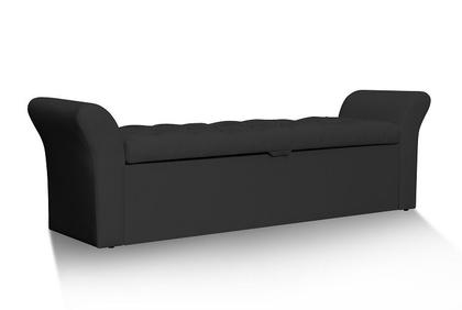 Imagem de Recamier Calçadeira Baú Egeo Cama Casal 138x51 cm Suede Preto - MeuLar Decorações