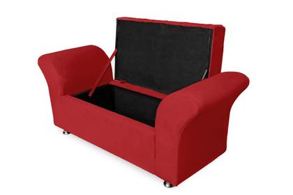 Imagem de Recamier Calçadeira Baú Estofado Veneza King 195 cm Corano Vermelho - INCASA DECOR