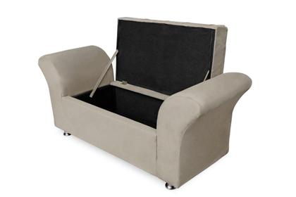 Imagem de Recamier Calçadeira Baú Veneza Queen 160 cm Suede Bege LM DECOR