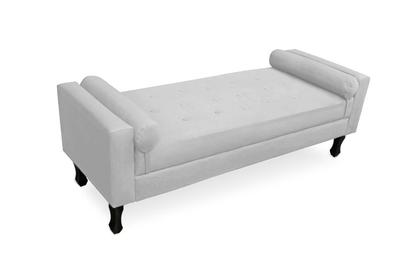 Imagem de Recamier Calçadeira Fênix Baú Estofado Quarto Casal 140cm Suede Branco - LM DECOR