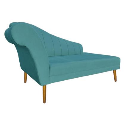 Imagem de Recamier Cecília Estofado Direito Com Pés Palito Sala de Estar Suede Azul Turquesa - DL DECOR