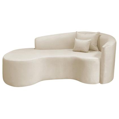 Imagem de Recamier Curvo Orgânico 180cm 3 Lugares Lado Esquerdo para Sala de Estar Bouclé Londres Bege