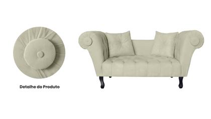 Imagem de Recamier Decorativo Divã Dubai Suede Bege Pés Madeira Mz Decor
