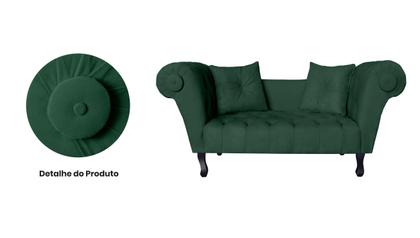 Imagem de Recamier Decorativo Divã Dubai Suede Verde Pés Madeira Ms Decor