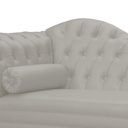 Imagem de Recamier Decorativo Divã Larissa Lado Direito Couro Bege Pés Madeira Ms Decor