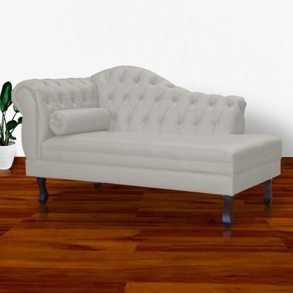 Imagem de Recamier Decorativo Divã Larissa Lado Direito Couro Bege Pés Madeira Ms Decor