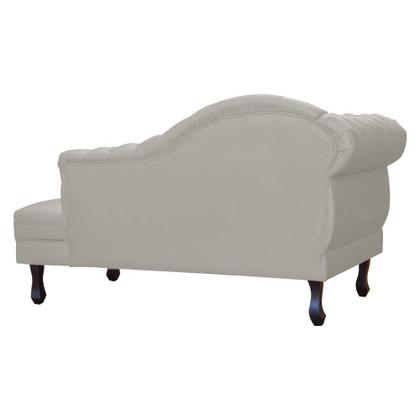 Imagem de Recamier Decorativo Divã Larissa Lado Direito Couro Bege Pés Madeira Ms Decor