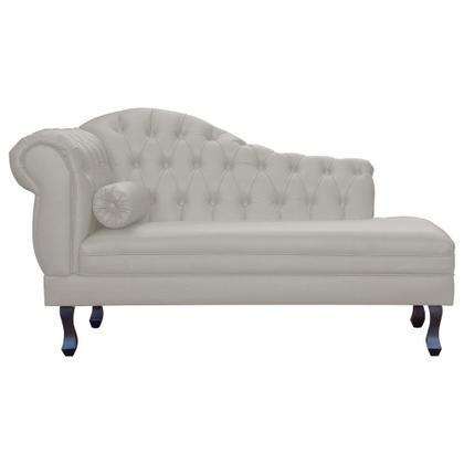 Imagem de Recamier Decorativo Divã Larissa Lado Direito Couro Bege Pés Madeira Ms Decor