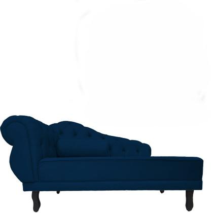 Imagem de Recamier Decorativo Divã Larissa Lado Direito Suede Azul Marinho Pés Madeira Ms Decor