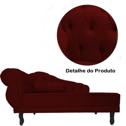 Imagem de Recamier Decorativo Divã Larissa Lado Direito Suede Marsala Pés Madeira Mz Decor