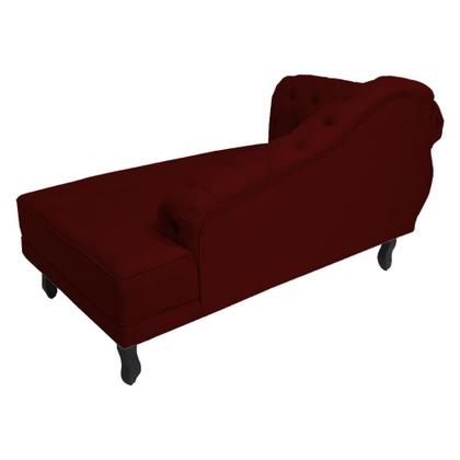 Imagem de Recamier Decorativo Divã Larissa Lado Direito Suede Marsala Pés Madeira Mz Decor