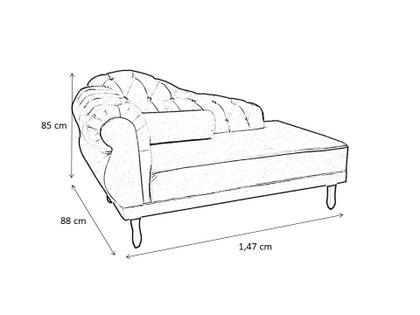 Imagem de Recamier Decorativo Divã Larissa Lado Direito Suede Marsala Pés Madeira Mz Decor