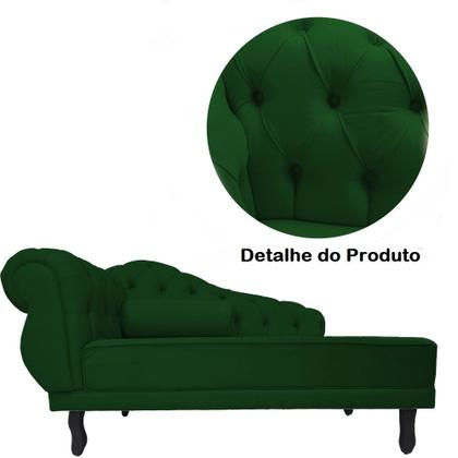 Imagem de Recamier Decorativo Divã Larissa Lado Direito Suede Verde Pés Madeira Mz Decor