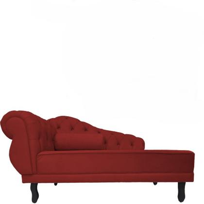 Imagem de Recamier Decorativo Divã Larissa Lado Direito Suede Vermelho Pés Madeira Ms Decor