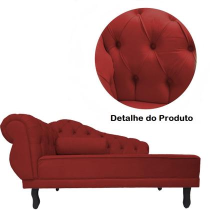 Imagem de Recamier Decorativo Divã Larissa Lado Direito Suede Vermelho Pés Madeira Ms Decor