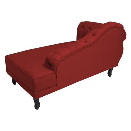 Imagem de Recamier Decorativo Divã Larissa Lado Direito Suede Vermelho Pés Madeira Ms Decor