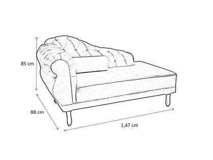 Imagem de Recamier Decorativo Divã Larissa Lado Direito Suede Vermelho Pés Madeira Ms Decor