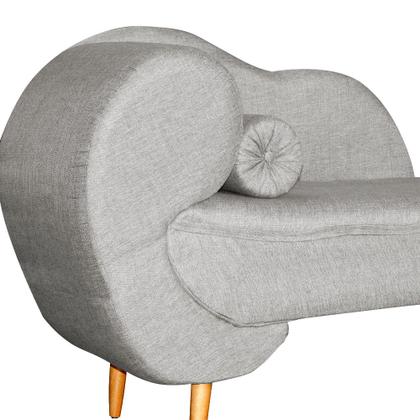 Imagem de Recamier Decorativo Divã Melissa Lado Direito Linho Bege Pés Madeira Ms Decor