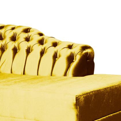 Imagem de Recamier Decorativo Divã Styllus Lado Direito Veludo Amarelo Pés Madeira Ms Decor