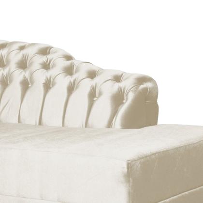 Imagem de Recamier Decorativo Divã Styllus Lado Direito Veludo Bege Pés Madeira Ms Decor