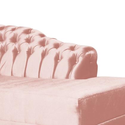 Imagem de Recamier Decorativo Divã Styllus Lado Direito Veludo Rosa Pés Madeira Ms Decor