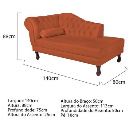 Imagem de Recamier Diana 160cm Lado Direito Suede Terracota - Doce Sonho Móveis