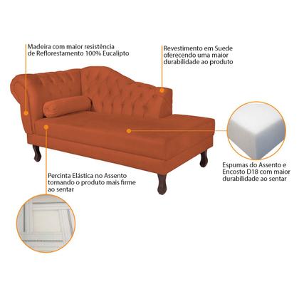 Imagem de Recamier Diana 160cm Lado Direito Suede Terracota - Doce Sonho Móveis
