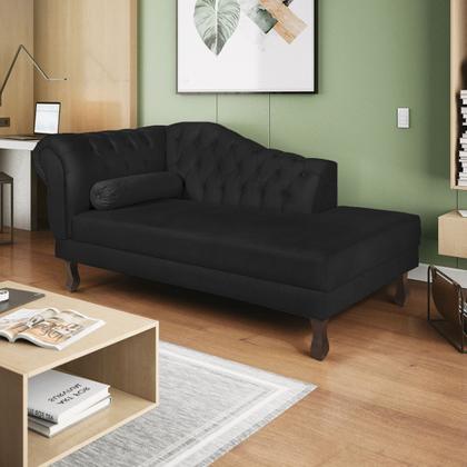 Imagem de Recamier Diana 185cm Lado Direito Suede Preto - ADJ Decor