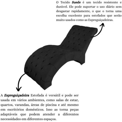 Imagem de Recamier Divã Espreguiçadeira Para Sala Cliníca Aline Suede Preto