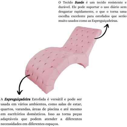 Imagem de Recamier Divã Espreguiçadeira Para Sala Cliníca Aline Suede Rosê