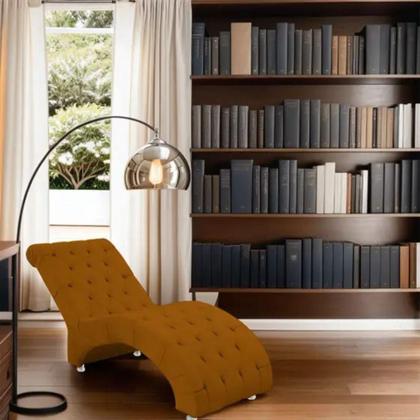 Imagem de Recamier Divã Espreguiçadeira Para Sala Cliníca Aline Suede Terracota