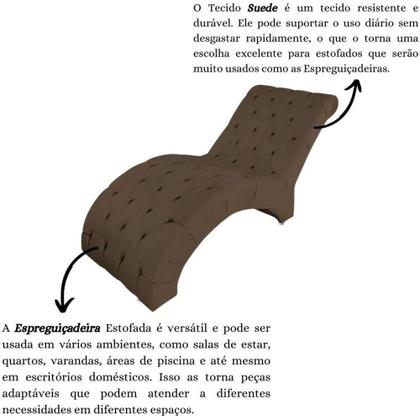 Imagem de Recamier Divã Espreguiçadeira Para Sala Cliníca Elisa Suede Marrom