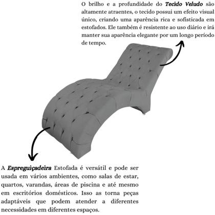 Imagem de Recamier Divã Espreguiçadeira Para Sala Cliníca Elisa Veludo Cor:Cinza