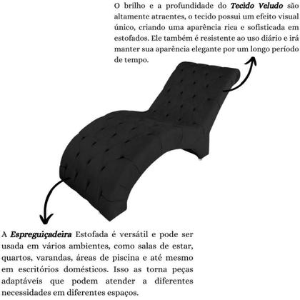 Imagem de Recamier Divã Espreguiçadeira Para Sala Cliníca Elisa Veludo Preto