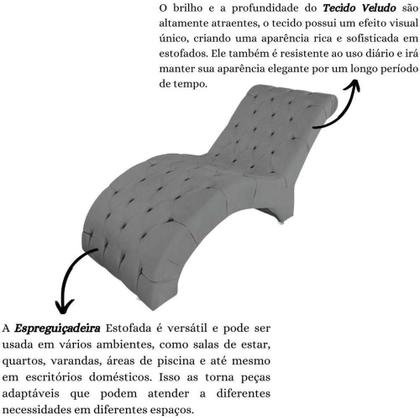 Imagem de Recamier Divã Espreguiçadeira Para Sala E Cliníca Estética Antonella Veludo cinza