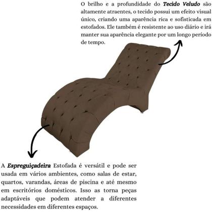 Imagem de Recamier Divã Espreguiçadeira Para Sala E Cliníca Estética Antonella Veludo marrom